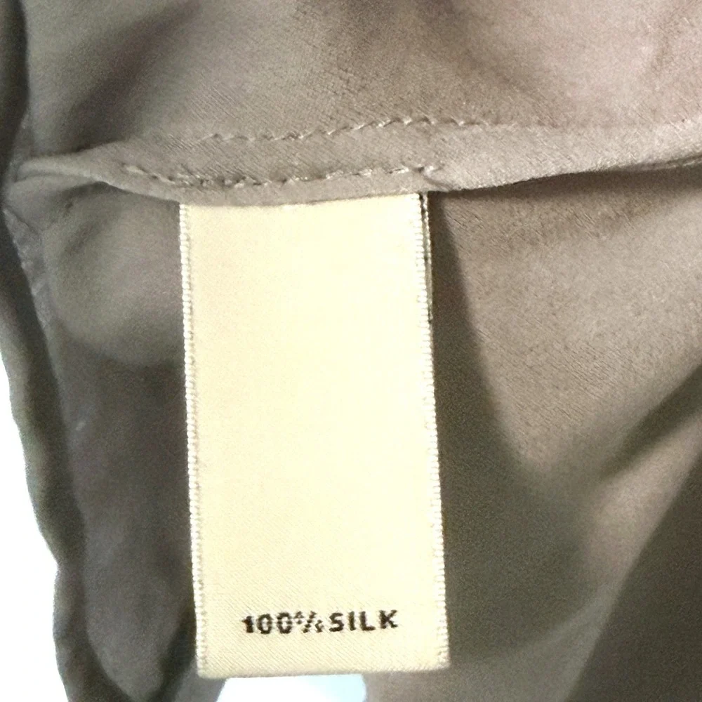 Banana Republic Silk Blouse Top Womens S Gray Feminine Renfair Puff Sleeve